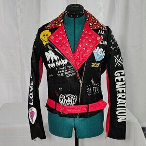 Red Fox Red & Black Faux Leather Jacket – Size S NWT